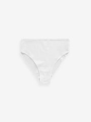 White/Blue/Yellow High Rise High Leg Cotton and Lace Knickers 4 Pack - Image 6 of 8
