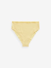 White/Blue/Yellow High Rise High Leg Cotton and Lace Knickers 4 Pack - Image 8 of 8