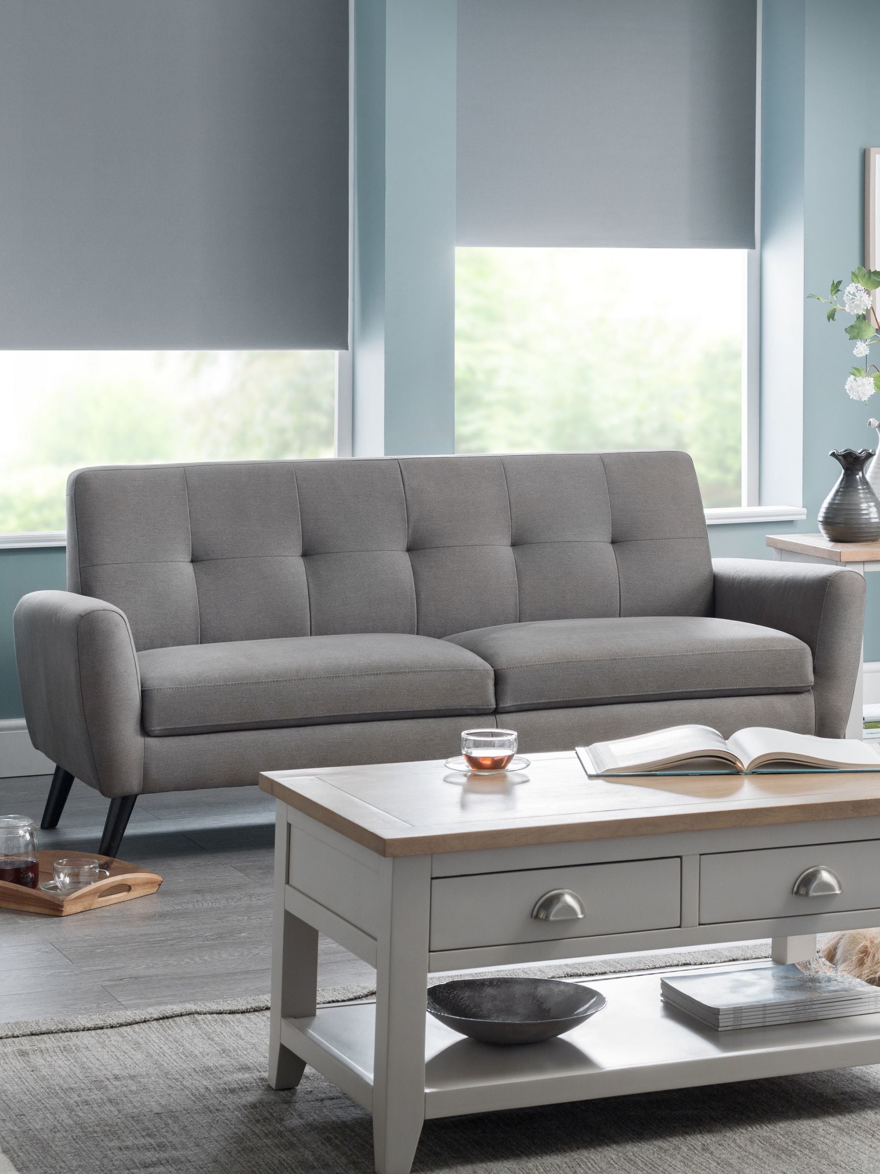 Julian Bowen Unisex Grey Monza Compact Retro 3 Seater Sofa