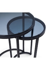 Julian Bowen Black Smoked Glass Chicago Round Nest of 2 Side Tables - Image 5 of 6