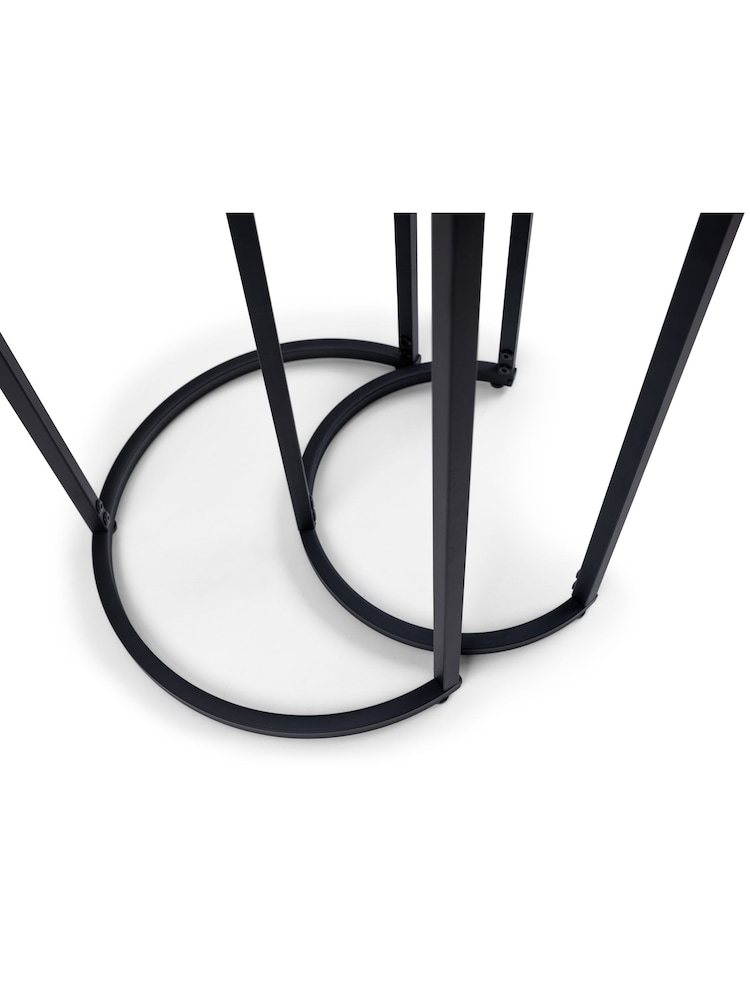 Julian Bowen Black Smoked Glass Chicago Round Nest of 2 Side Tables - Image 6 of 6
