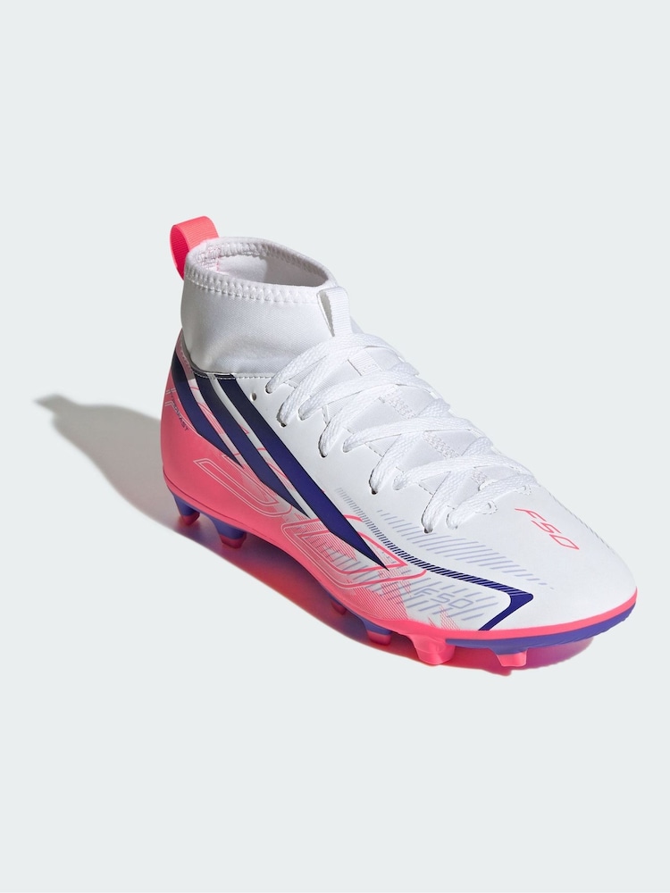 adidas White F50 Hyperfast Club Mid Firm Ground / Multi Ground Football Boots - Image 1 of 4 adidas White F50 Hyperfast Club Mid Firm Ground / Multi Ground Football Boots - Image 1 of 4