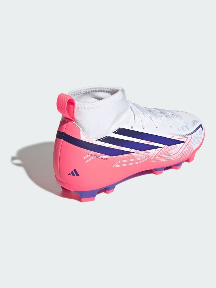 adidas White F50 Hyperfast Club Mid Firm Ground / Multi Ground Football Boots - Image 2 of 4 adidas White F50 Hyperfast Club Mid Firm Ground / Multi Ground Football Boots - Image 2 of 4