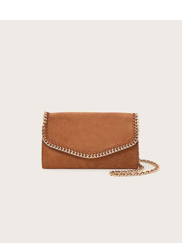 Monsoon Brown Suede Chain Cross-Body Bag - Image 1 of 3