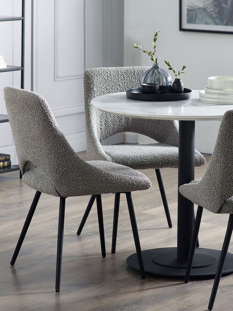 Julian Bowen Set of 2 Grey Iris Bouclé Dining Chairs - Image 1 of 6