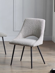 Julian Bowen Set of 2 Grey Iris Bouclé Dining Chairs - Image 2 of 6