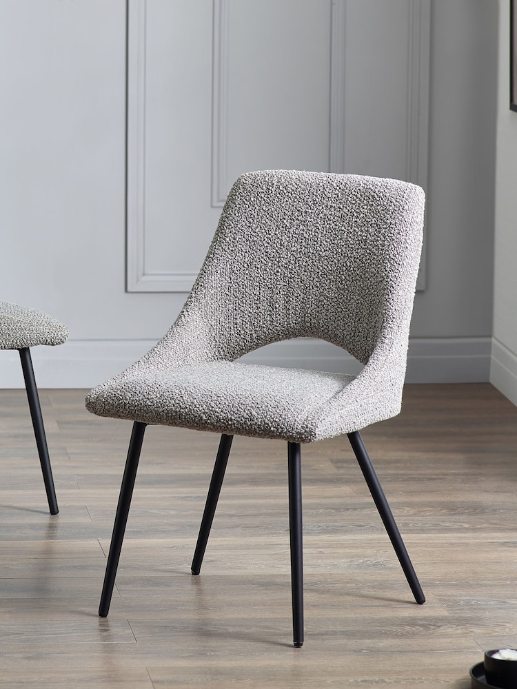Julian Bowen Set of 2 Grey Iris Bouclé Dining Chairs - Image 2 of 6