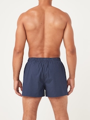 NavyBlue 4 pack Woven Pure 100% Cotton Boxers - Image 3 of 9