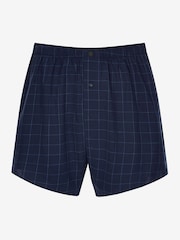 NavyBlue 4 pack Woven Pure 100% Cotton Boxers - Image 5 of 9
