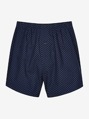NavyBlue 4 pack Woven Pure 100% Cotton Boxers - Image 6 of 9