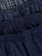 NavyBlue 4 pack Woven Pure 100% Cotton Boxers - Image 9 of 9
