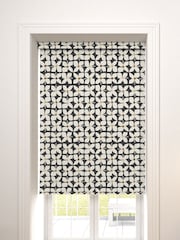 Black Mono Retro Geo Floral Made To Measure Roller Blind - Image 1 of 5