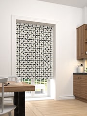 Black Mono Retro Geo Floral Made To Measure Roller Blind - Image 2 of 5