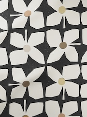 Black Mono Retro Geo Floral Made To Measure Roller Blind - Image 3 of 5