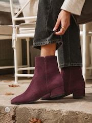 أحمر - Linzi Outline Low Block Heeled Ankle Boots - صورة 1 من 5