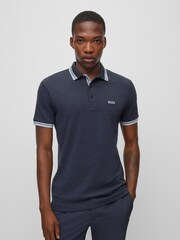 BOSS Dark Blue/Light Blue Tipping Paddy Polo Shirt - Image 1 of 5