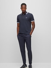 BOSS Dark Blue/Light Blue Tipping Paddy Polo Shirt - Image 3 of 5