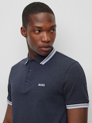 BOSS Dark Blue/Light Blue Tipping Paddy Polo Shirt - Image 4 of 5