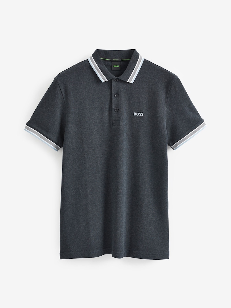 BOSS Dark Blue/Light Blue Tipping Paddy Polo Shirt - Image 5 of 5