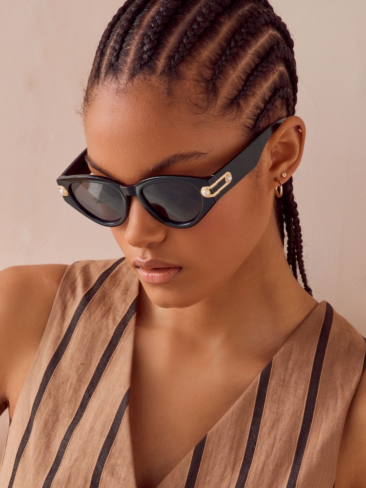 Black Polarized Pearl Cateye Sunglasses - Image 1 of 5