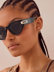 Black Polarized Pearl Cateye Sunglasses - Image 2 of 5