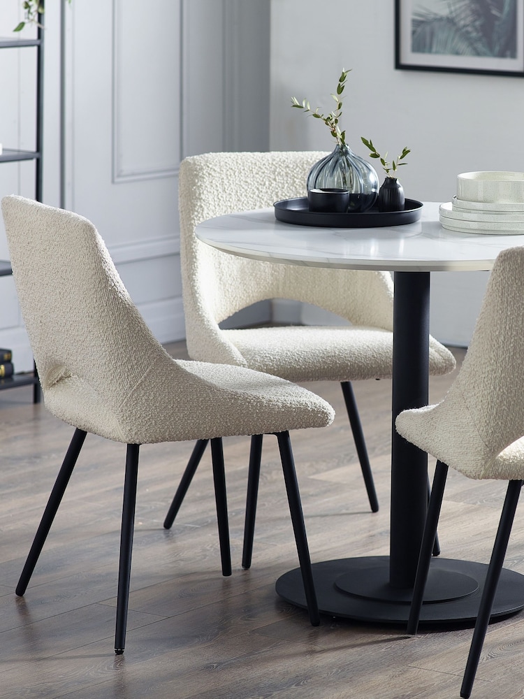 Julian Bowen Set of 2 Ivory Iris Bouclé Dining Chairs - Image 1 of 6