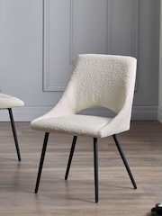 Julian Bowen Set of 2 Ivory Iris Bouclé Dining Chairs - Image 2 of 6