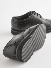 Black Standard Fit (F) Smart Leather Brogues Shoes - Image 3 of 5