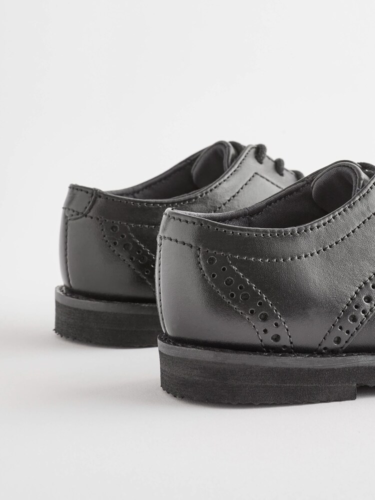 Black Standard Fit (F) Smart Leather Brogues Shoes - Image 5 of 5 Black Standard Fit (F) Smart Leather Brogues Shoes - Image 5 of 5