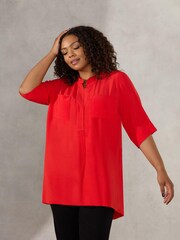 Live Unlimited Curve - Red Highlow Blouse - Image 3 of 4