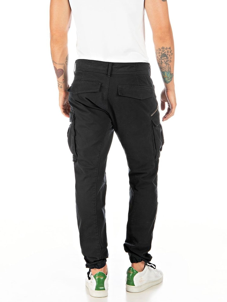 Replay Black Joe Cargo Trousers - Image 2 of 3 Replay Black Joe Cargo Trousers - Image 2 of 3