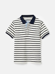 Joules Boys' Filbert Navy Blue Striped Pique Cotton Polo Shirt - Image 1 of 5