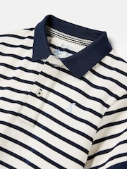 Joules Boys' Filbert Navy Blue Striped Pique Cotton Polo Shirt - Image 3 of 5