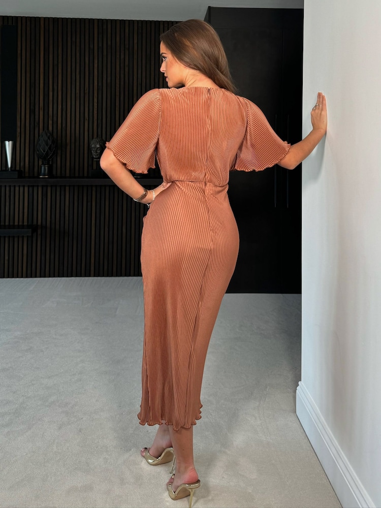 Girl In Mind Natural Isla Midi Angel Sleeves Dress - Image 2 of 4