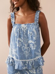 Laura Ashley Blue Josette Print Textured 100% Cotton Cami Pyjamas - Image 5 of 11