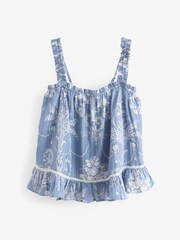 Laura Ashley Blue Josette Print Textured 100% Cotton Cami Pyjamas - Image 9 of 11