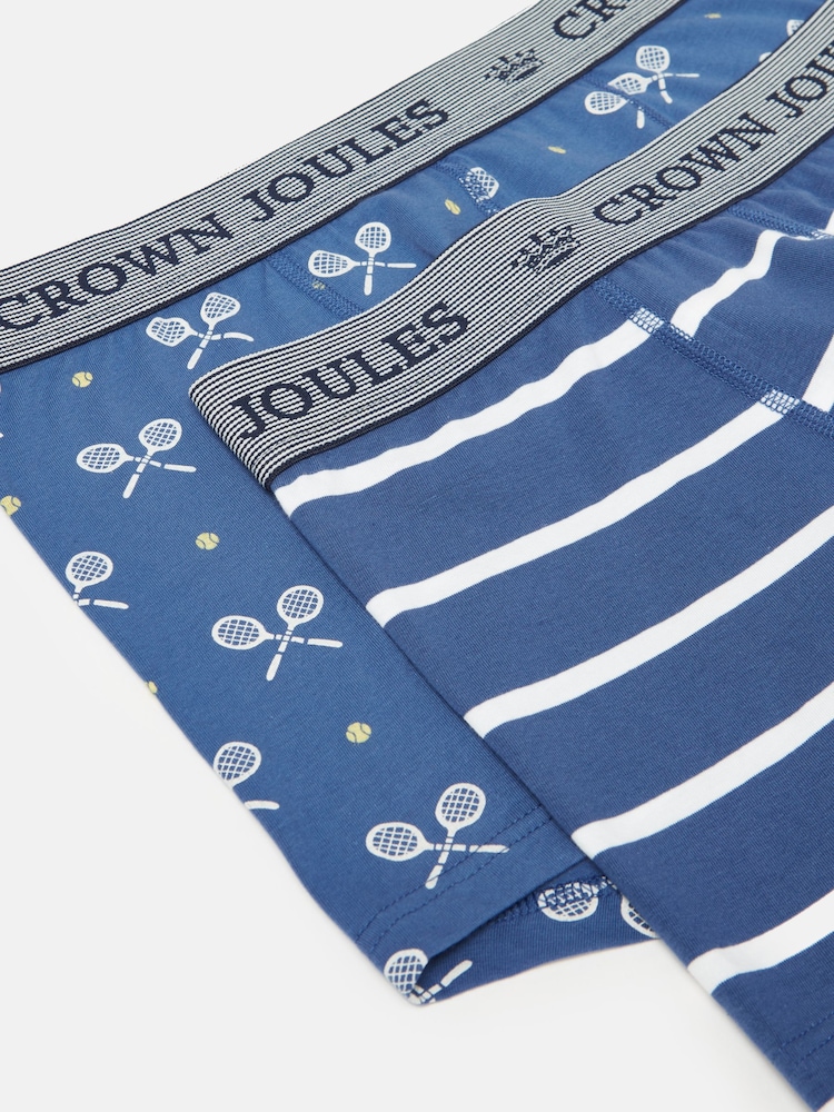 Joules Crown Joules Blue Tennis Pack of Two Cotton Boxers - Image 4 of 4