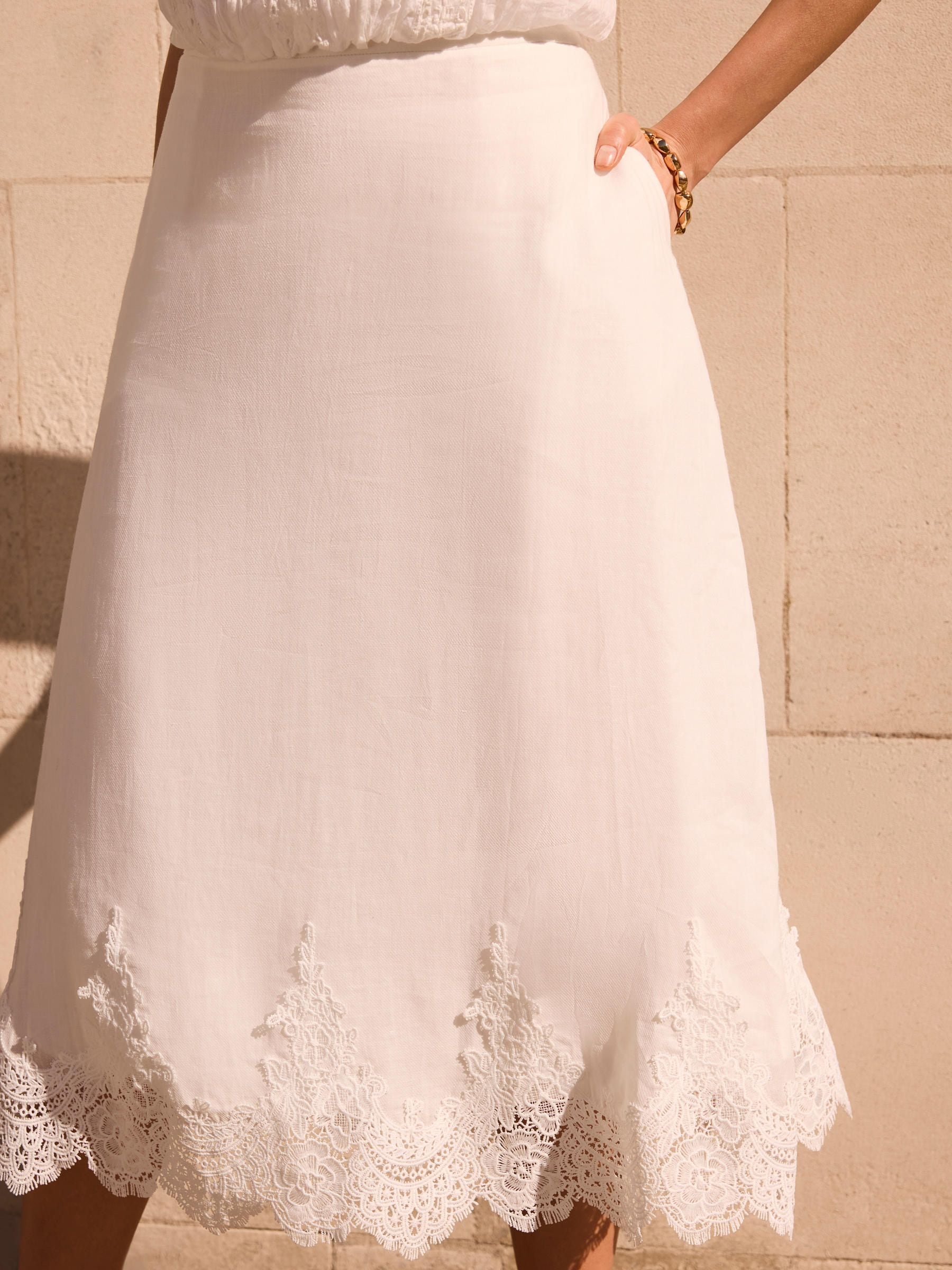 Buy Mint Velvet White Ramie Lace Trim Midi Skirt from Next USA