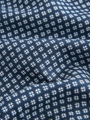 Navy Blue Geometric Printed Linen Blend Shirt - Image 7 of 8