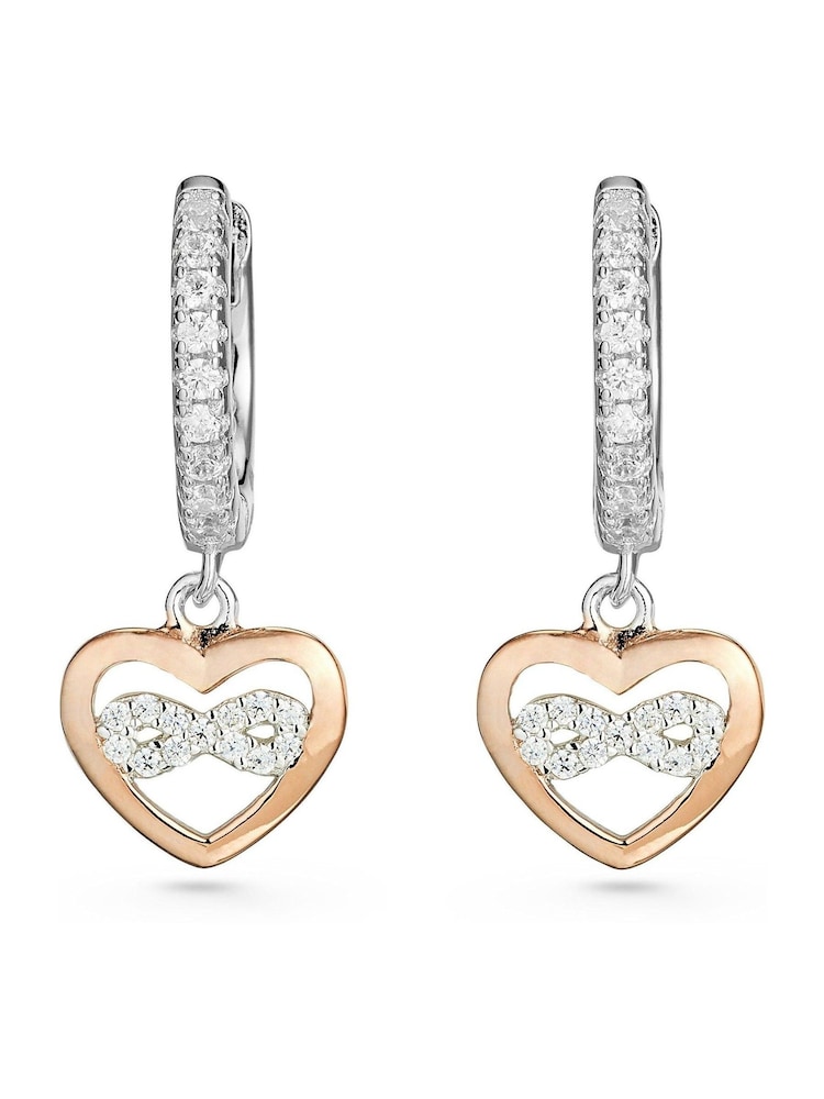 Beaverbrooks Plated Cubic Zirconia Heart Infinity Drop Hoop Earrings - Image 1 of 4