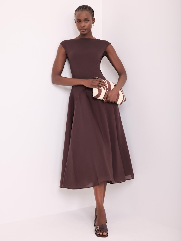 Mint Velvet Brown Sleeveless Midi Dress - Image 1 of 8