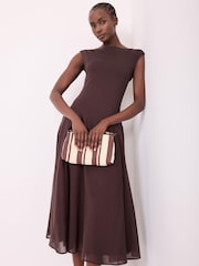 Mint Velvet Brown Sleeveless Midi Dress - Image 2 of 8