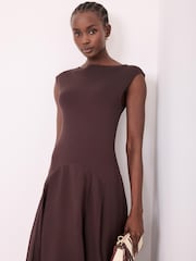 Mint Velvet Brown Sleeveless Midi Dress - Image 6 of 8