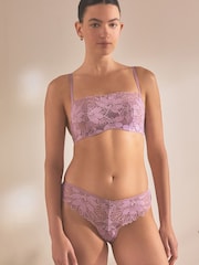 Mauve Purple Non Pad Balcony Sunflower Lace Bra - Image 2 of 6