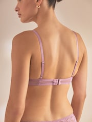 Mauve Purple Non Pad Balcony Sunflower Lace Bra - Image 3 of 6