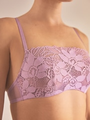 Mauve Purple Non Pad Balcony Sunflower Lace Bra - Image 4 of 6