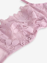 Mauve Purple Non Pad Balcony Sunflower Lace Bra - Image 5 of 6