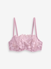 Mauve Purple Non Pad Balcony Sunflower Lace Bra - Image 6 of 6