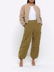 River Island Green Cargo Parachute Trousers - Image 1 of 4