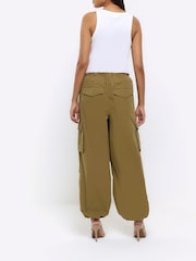 River Island Green Cargo Parachute Trousers - Image 2 of 4